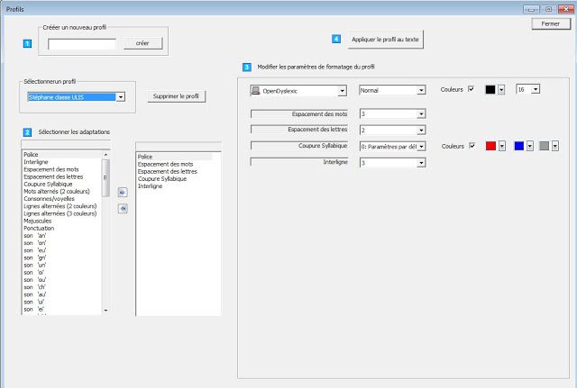 Configuration des profils