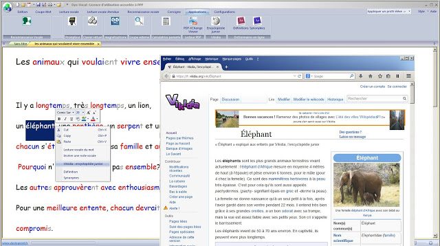 Accès à Vikidia et aux dictionnaires